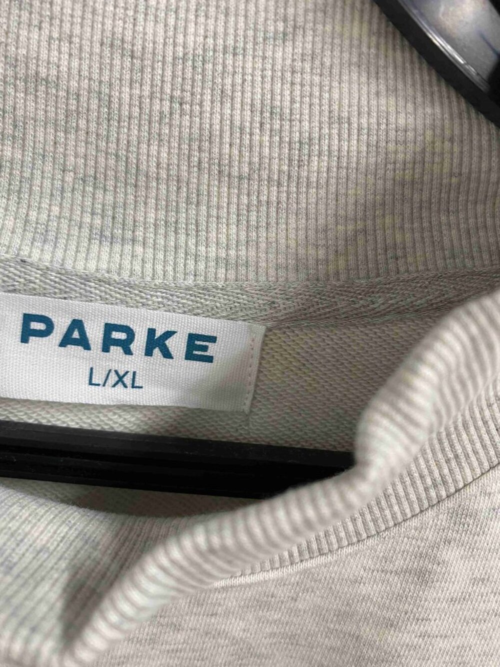 PARKE Varsity Mock Neck Heather Gray Sweatshirt - Picture 7 of 7